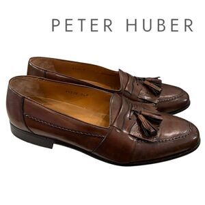 Peter Huber Men’s Brown Leather Tassel Slip-on Loafers 11